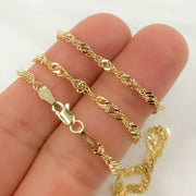 14K Solid Yellow Gold Wheat Necklace